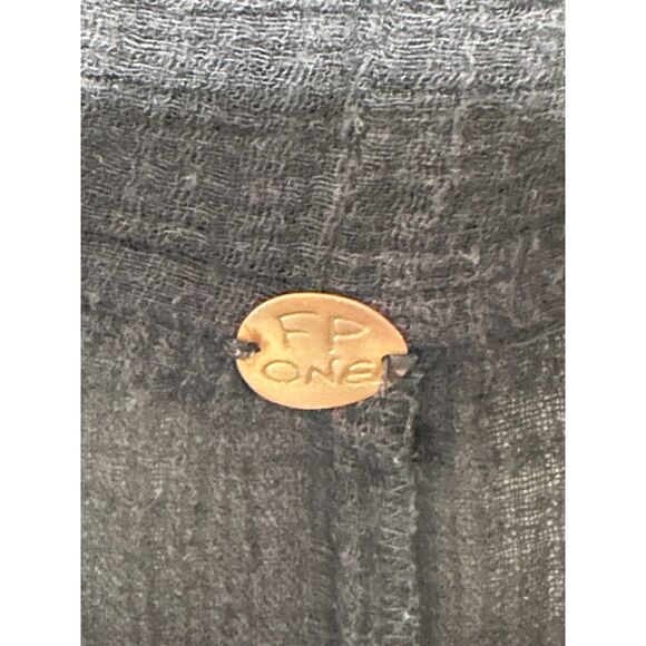 Free People FP One Kimono Jacket Large Black Wrap Embroidered Bell Sleeves - Picture 2 of 4